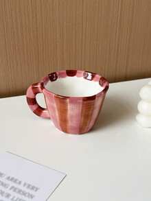 1pc Hand-Painted Striped Espresso Cup, Ceramic Teacup With Rose Pattern, Small Capacity, Suitable For Home Decor And Tableware, Ideal For Afternoon Tea And Black Tea, Tea Tasting Cup, Coffee Brewing Cup For The Dining Room, Lovely Gift, Tactile - Multicolor - View 7