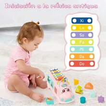 Baby School Bus Toy Percussion Instrument Shape Sorting Sensory Learning Toy For Boys Girls Intelligence Development Pink - Pink - View 5