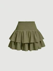 Minifalda de volantes escalonados a la moda con diseño de lazo, apta para todas las estaciones - [Blanco] - Ver 11