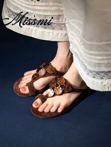2026 New Premium Women's Flat Toe-Post Flip-Flops Outdoor Slippers - Brown - View 1