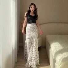 2026 Spring/Summer Hot New Polka Skirt Women, High Waist Slimming Flared Fishtail Skirt - 白色波點 - 查看 1