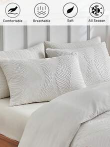 1 buah Sarung Bantal Tidur Motif Daun Putih dengan Potongan, Sarung Bantal Dekoratif Minimalis Bertekstur Gaya Pastoral untuk Sofa, Sarung Bantal Dekorasi Rumah Gaya Sepanjang Musim, Dapat Dicuci dengan Mesin, Tanpa Isian - Putih - View 2