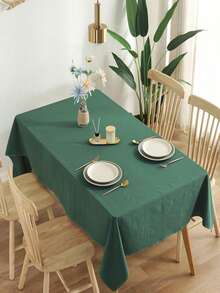 1 pieza Mantel de poliéster de unicolor para mesa de comedor, mesa de café, sala de estar, adecuado para banquete de boda, fiesta de cumpleaños, decoración del hogar, exterior, estudio, cocina - Verde - Ver 18