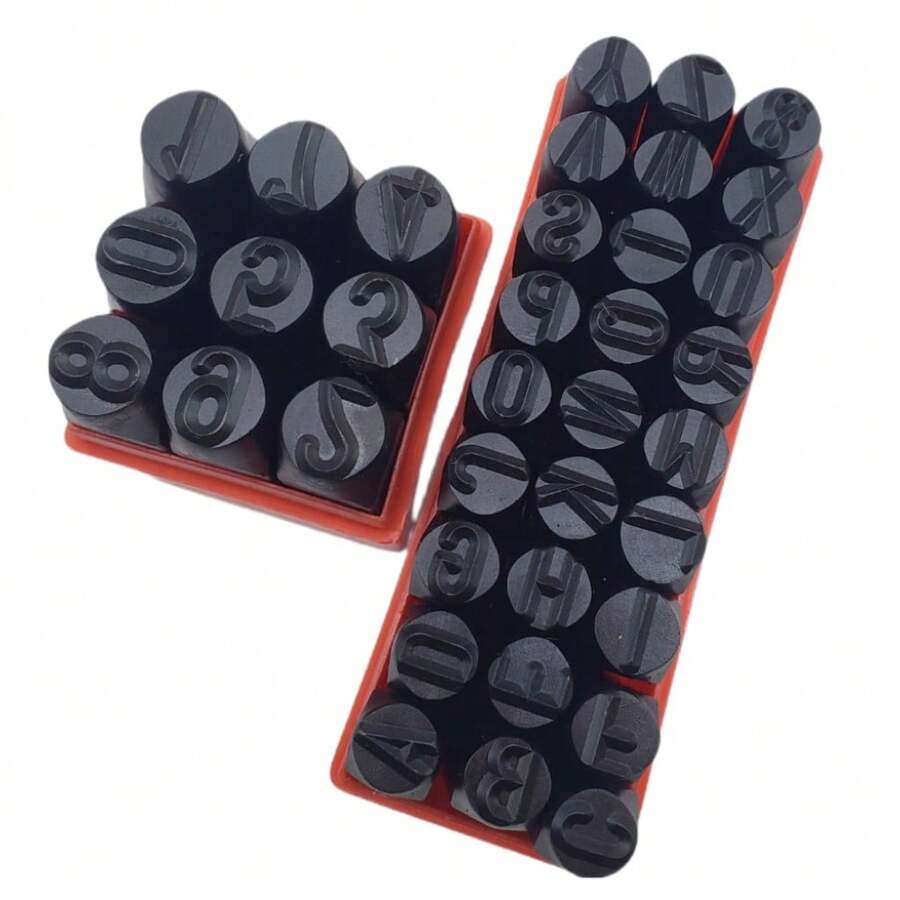 9/27 PCS Number & Letter Stamp Set | Metal Punch Tools For Leather, Wood & Soft Metals – DIY Embossing & Imprinting Kit With Carrying Case - Only 2.5mm Numbers Set - View 1