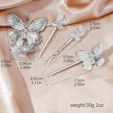 4pcs Women's Hair Clip Set, Metal Butterfly Hair Clips, Women's Party Date Summer Photo Accessories - Multicolor - View 4