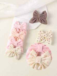 4pcs Polka Dot Plaid Bow Hair Clips, Non-Damaging Anti-Slip Side Clips, Gentle Korean Style Versatile Daily Hair Accessories - Mixed color - View 1