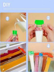 100pcs Thickened Popsicle Bags, DIY Ice Pop Molds, Suitable For Juice, Milkshake, Yogurt, Chocolate Ice Making, Reusable Self-Sealing Ice Cream Bags, Summer Cooling Essential - Multicolor - View 11