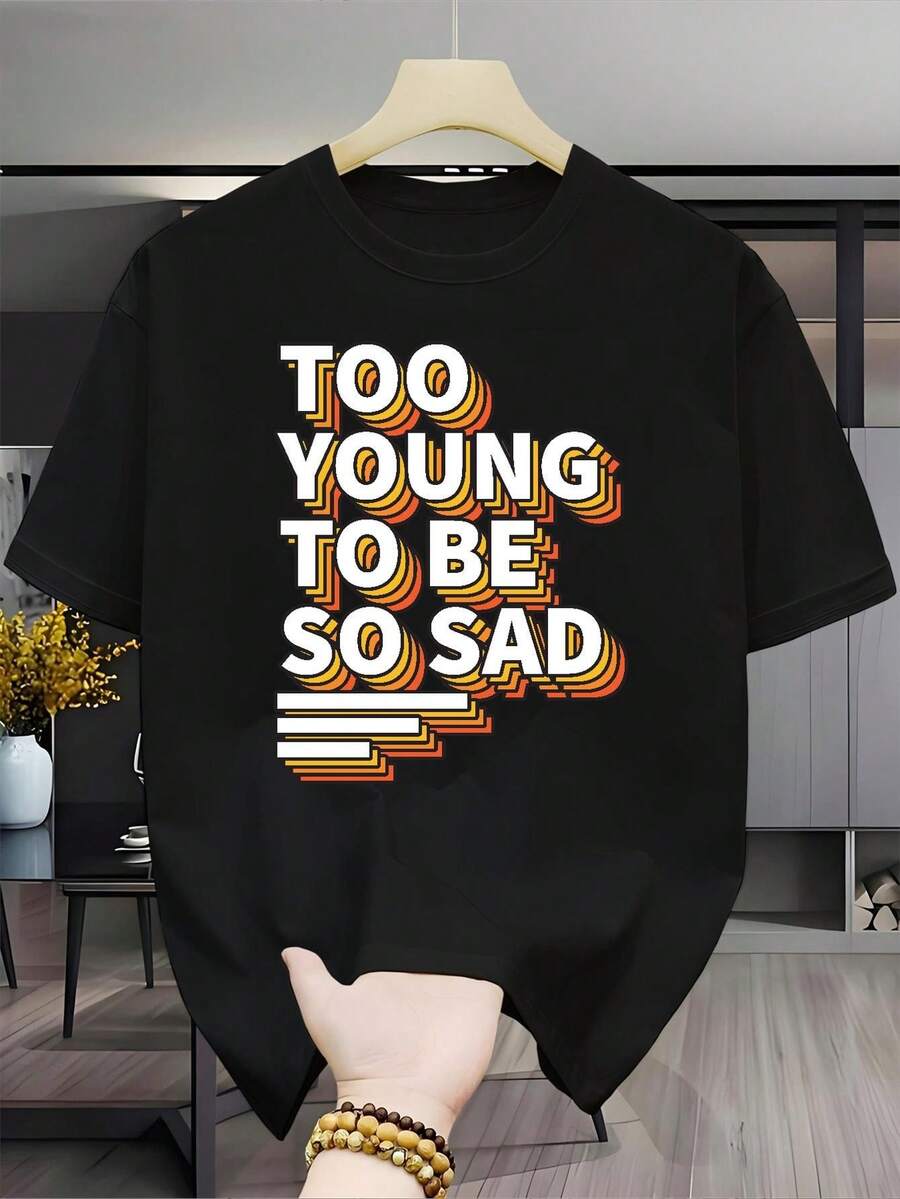 New Versatile And Stylish Short-Sleeved Casual T-Shirt Made Of 100% Cotton With A Fun, Artistic English Font Print. Unisex (For Men And Women), This Comfortable Short-Sleeved Top Is Suitable For All Seasons. Perfect As A Birthday Or Holiday Gift. - 黑色 - 查看 1