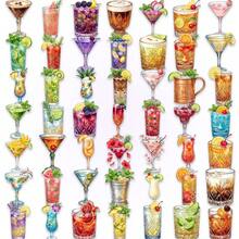 50 Sheets Fashion Beverage Wine Pattern Clear PET Stickers Durable Waterproof Daily Item Ornament Stickers - 50 PCS - View 3