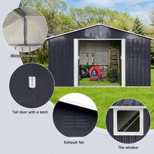 11.2x10.6 Ft Metal Garden Sheds Outdoor Storage Sheds Grey With Window - Grey1 - View 3