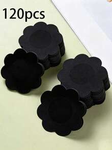 120/10/2pcs Disposable Women's Invisible Nipple Covers, Seamless Breast Stickers, Suitable For Backless Outfits, Breathable Non-Woven Material, Nude And Black Available, Daily Essential - Black - View 4