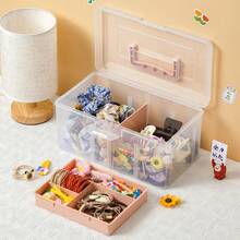 Multifunctional Home Storage Box For Tea Sets, Hair Accessories, Cosmetics, Transparent Divided Compartments With Lid And Handle Design - Decorative Display Prop - New Best Seller - New Hot Item - New Popular Product - Multicolor - View 3