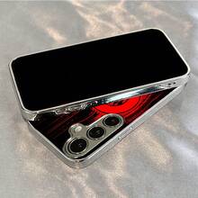 24-Stunden-Versand aus Deutschland |   "Never Give Up" Red & Black Pattern New Electroplated Glass Case mit Anti-Stain, Camera Protection & Shockproof – kompatibel mit Apple  11/12/13/14/15/16/17 Pro Max/Plus/SE/Air – Perfektes Geschenk – für Samsung Galaxy S21/S22/S23/S24/S25 Ultra - 1 Stück Bildfarbe - Übersicht 6