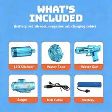 Toy Electric Water Gun, LED Lights, Large Capacity, Suitable For Patios, Swimming Pools, Parties, And More. Perfect For Boys And Girls, A Fun Outdoor Water Gun For Summer. - Black - View 5