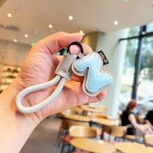 26 Letter Options Keychain - Letter Accessories Designed For English Names, Backpack Charm Accessories, Student Decoration, Portable Cute PU Leather Keychain, Suitable As Valentine's Day Gift Or Unisex Keychain Accessory - Letter - View 31