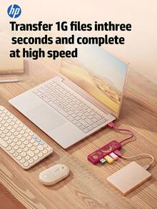 HP DHC-CT100D 4-In-1 Type-C Docking Station, 4K HDMI Projection, PD Fast Charging, USB 2.0 Hub Adapter, Converter Compatible With Apple MacBook & All Type-C Laptops, Rose Red - View 4