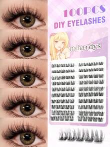 100pcs D-Curl Lashes Cluters, 8-16mm False Eyelashes, Fluffy Eyelash, Reusable Fake Lashes, Natural Lashes, Suitable For Beginners, Easy To Use, Great For Holidays, Parties, Travel And Dates - D - View 2