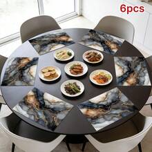 1/2/4/6/8入大理石墨水印花餐墊，18"*12"(45*30cm)，2款黑金與青金抽象水彩設計，100%聚酯纖維防水防污耐熱可機洗耐用桌墊，適用於居家、餐廳、B&B - 彩色 - 查看 22