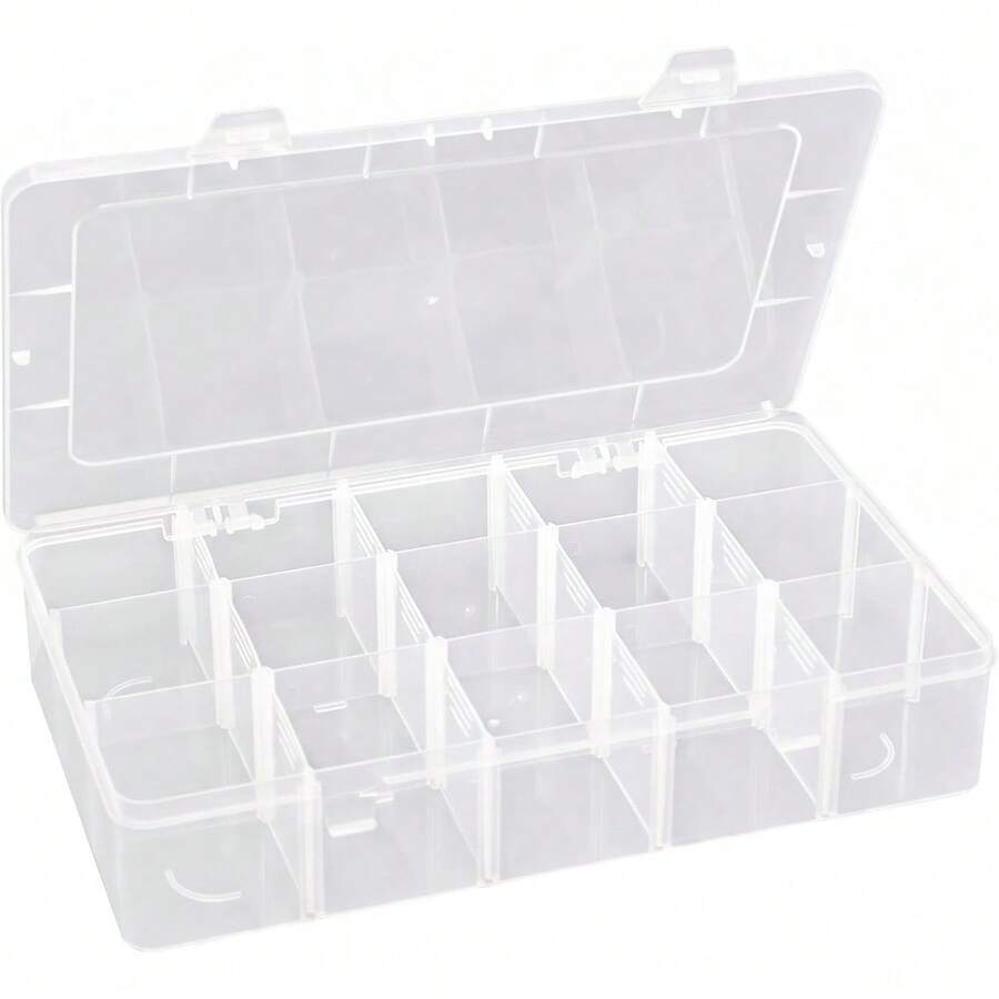 Plastic Organizer Box With Dividers Bead Organizer 15 Large Grids Tackle Box Organizer Clear Snackle Box Container - A - View 1