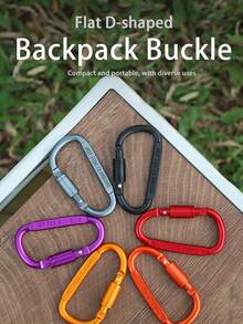 5pcs/10pcs D-Shaped Aluminum Alloy Locking Carabiner Backpack Clip Keychain Water Bottle Clip Outdoor Quick Release Hook - Multicolor - View 1