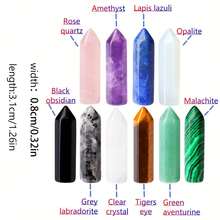 QYDCX Mini 7 Chakra Hexagonal Crystal Set With Flannel Bag. Natural Wands For Reiki, Meditation, Energy Balance. Thanksgiving & Christmas Spiritual Gift - Multicolor - View 2