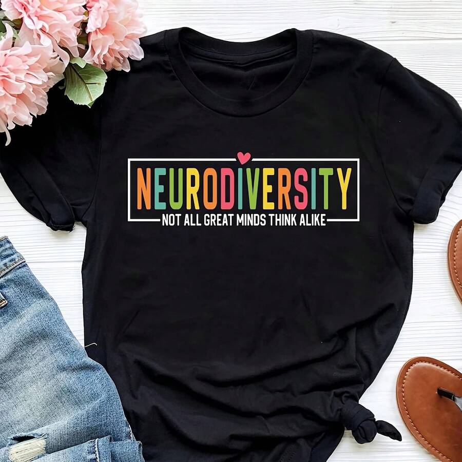 Neurodrsity Cotton Shirt Tea Awareness Tee - Negro - Ver 1