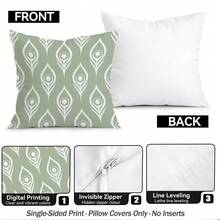 4pcs/1pc Fresh White & Green Floral Pattern Pillowcase, Without Insert, Single-Sided Printed Pillowcase, Suitable For Living Room, Bedroom, Home Decor, All-Season Use - Multicolor - View 4