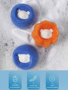 Pet Sponge Cleaning Laundry Ball, Reusable Household Cleaning Sponge, Anti-Tangle Stain-Removing Laundry Sponge Ball - Multicolor - View 5