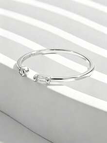 Jessie Jewelry 1pc Elegant Fashion Minimalist Mini Casual 925 Sterling Silver Geometric Open Adjustable Design Ring For Women, Date Party Daily Wear, Charming Gift - Silver - View 6