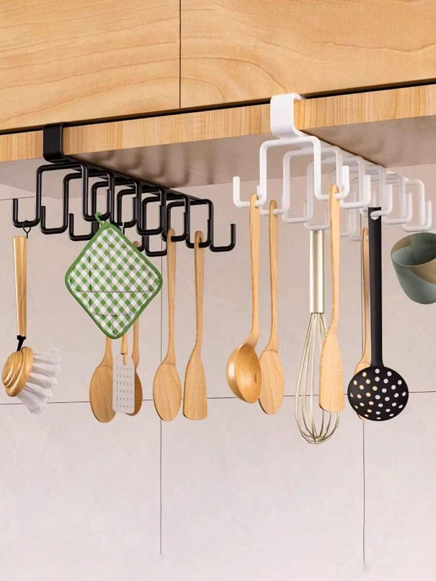 [1 pieza estante de almacenamiento colgante que ahorra espacio] 1 pieza gancho moderno de doble hilera para montaje en pared, sin necesidad de taladrar, resistente, fácil de instalar, adecuado para cocina, baño y dormitorio. Estante de almacenamiento con soporte para tazas colgante. - Multicolor - Ver 1