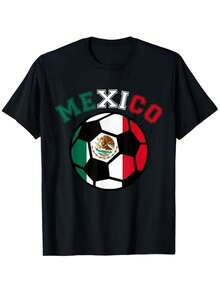 Camiseta de fútbol mexicana con la bandera mexicana P - Negro - Ver 1