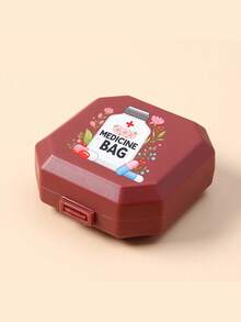 Caja de pastillas portátil dividida, caja de almacenamiento de cápsulas de 6 compartimentos, caja de pastillas de viaje, caja de pastillas, mini caja de pastillas impresa con patrones de cápsulas, tabletas, letras, botellas de pastillas, caja de pastillas, kit de primeros auxilios, bolsa médica, accesorio de viaje, esencial para dormitorio - Multicolor - Ver 13