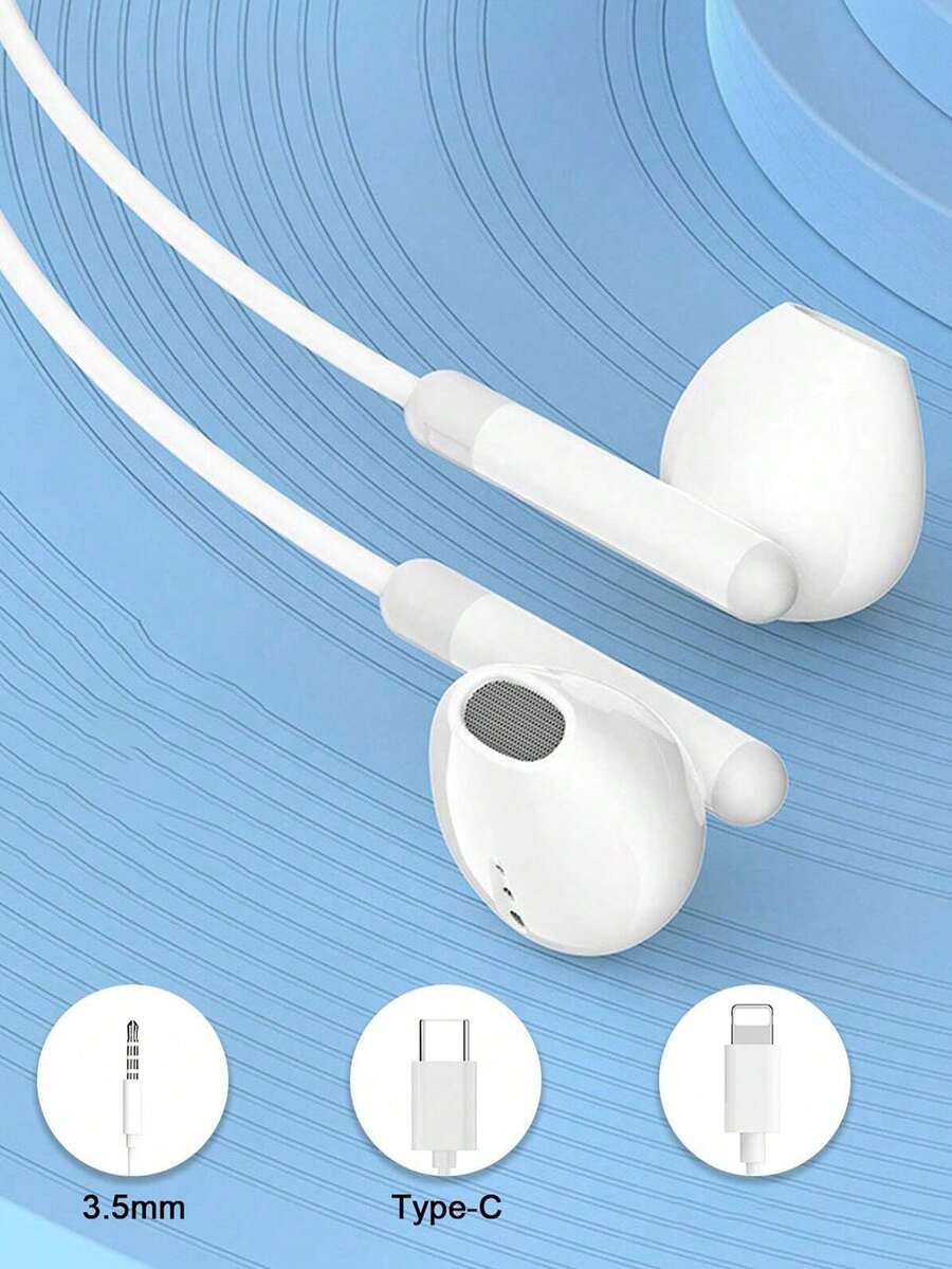 相容 iPhone 有線耳機，Type C 電子耳機，3.5mm 插孔圓形接頭，USB C 耳機，耳機音訊耳機電子通話與音樂低音立體聲入耳式 - 查看 1