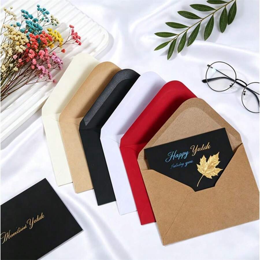 JUN LAI HOME Paquete de 50 sobres de papel kraft simples, sobres multifuncionales para cartas, invitaciones, tarjetas de felicitación, invitaciones de boda, regalos de dinero, almacenamiento de archivos y documentos - B-Caqui - Ver 1