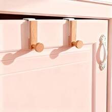 1/3 piezas Ganchos para puerta - Ganchos de metal para armarios y estantes de armario, ganchos de arte de hierro para puertas de armario del hogar, ganchos de combinación de hierro y madera, ganchos para puertas de armarios de baño y cocina - Ganchos prácticos que ahorran espacio - A - Ver 8