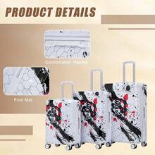 MERAX 20"/24"/28" 3 Pcs/Set In PC Spinner Wheel Luggage, Carry On Suitcase, With Printed Pattern And Combination Lock (Black) - Black(20"/24"/28") - View 6