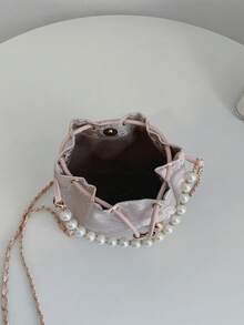 Fashion Pearl Mini Bucket Bag - Baby Pink - View 4