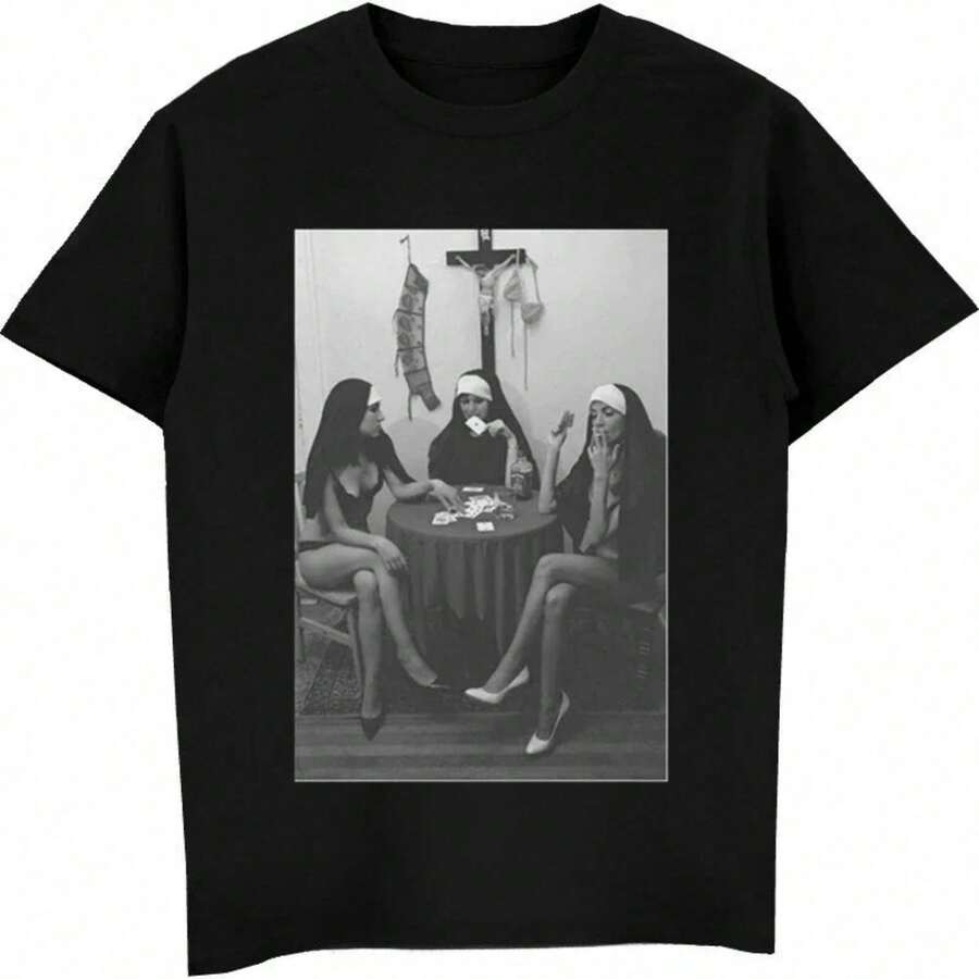 1 Piece OASIS Oasis Band, British Rock Brand, Short Sleeve T-Shirt, Literary Style, Urban, Heavyweight, Loose Fit, Personalized, For Men And Women, Summer, 180g, 100% Cotton. - 黑色 3 - 查看 1