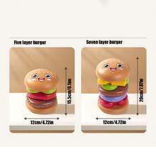 Stackable Hamburger Spinning Toy, Interactive Sensory Building Puzzle, Stress Relief Desktop Game For All Ages - Multicolor - View 5
