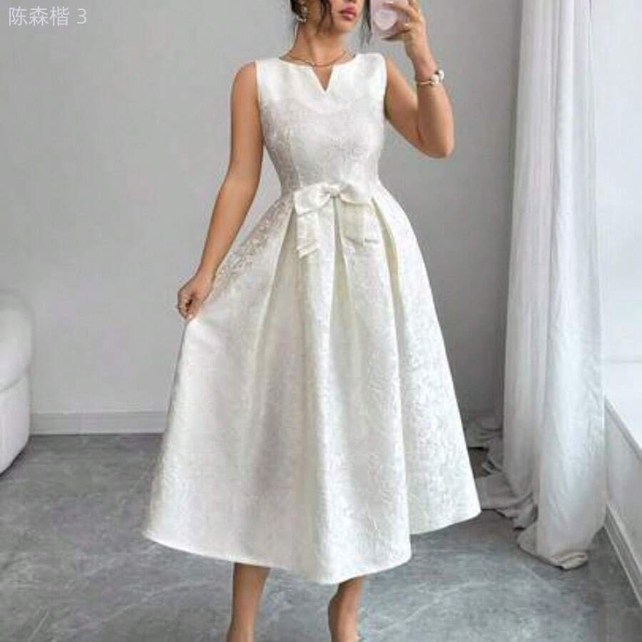 Women Long Dresses - Apricot - View 1