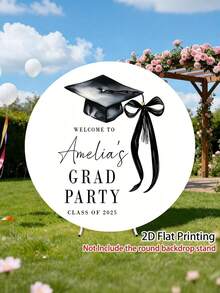 Customizable Round Backdrop (Stand Not Included), Printable Pattern/Logo/Text, Durable, Suitable For Weddings, Birthday Parties, Christenings, Photo Booth Props And Party Decorations, Modern Round Design, Smooth Texture, Round Backdrop - Multicolor - View 5