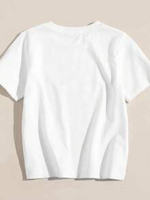 1-Piece Girls' Soft T-Shirt With Vibrant Hibiscus Flower And Starfish Print - Cute Hawaiian-Inspired Summer Clothing, Casual Crew Neck Top For Girls Ages 3-13, Easter And Daily P - 白色 - 查看 2