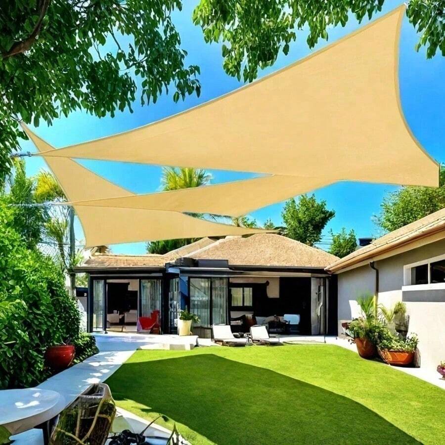 Triangular Sun Shade Sail Outdoor Patio Shade Cloth, Creates A Cozy Environment, Suitable For Large Yards, Gardens, Balconies, Patios, Easy To Install, Fits Sturdy Frames, Suitable For Commercial And Residential Use