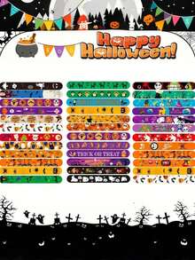 12/24pcs Halloween Slap Bracelets, Halloween Party Small Gifts, School Classroom Rewards, Halloween Candy Bag Gifts Toys, Halloween Slap Bracelets, Halloween Gifts, Halloween Decorations - A - View 6
