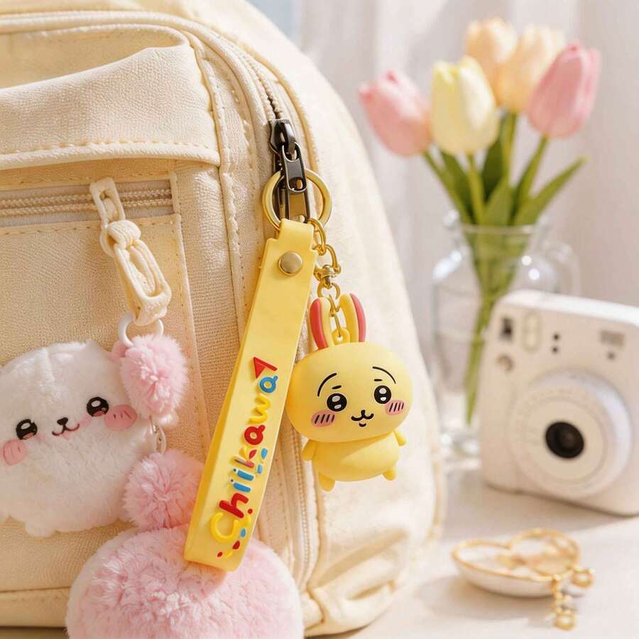 MINISO 官方 Chiikawa Usagi 鑰匙圈，黃色 3D 角色包包吊飾，可愛開學季背包裝飾，獨特日常穿搭配件 - Yellow - 查看 1