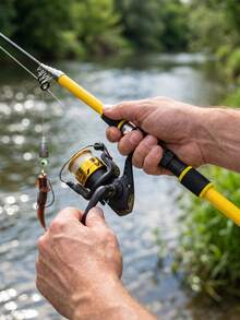 Lure Sea Fishing Casting Rod Full Set With Bag, Equipped With Fishing Rod, Fishing Reel, Fishing Line, Fishing Lures And Accessories - Yellow - View 6
