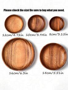 1pc Wooden Tray Household Fruit Snack Tray Western Round Wooden Tray - Brown - View 6