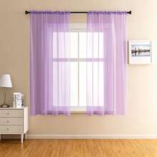 2pcs/Set - Translucent Sheer Curtains, Lightweight And Soft, Excellent Drape, Rod Pocket Design, Easy Installation/Light Filtering Sheer Curtains/Suitable For Living Room/Bedroom Curtains/Decorative Curtains, - Lilac Purple - View 19