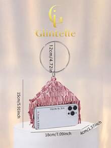 Glintelle 女士亮片晚宴手拿包，优雅、奢华、精致、时尚、魅力四射，闪耀亮片手提包，专为女性、女孩、女士、新娘设计，完美适用于派对、盛会、宴会、舞会、婚礼、圣诞节、女士礼物、情人节礼物、亮片礼服配饰、装饰场合。 - 粉色 - 查看 6