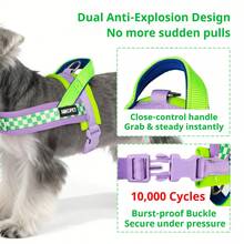 适用于6-65磅小型和中型犬的胸背带，易于穿戴和脱卸，防拉扯，带提手，可调节，透气舒适的尼龙衬里，适合遛狗、训练和户外活动。 - 彩色 - 查看 10